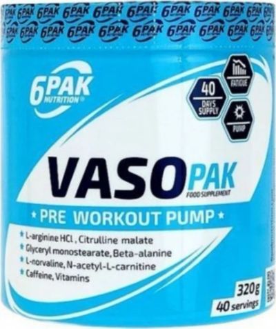 Лот: 10103087. Фото: 1. Vaso PAK 320 гр. 6PAK (предтренировочный... Спортивное питание, витамины