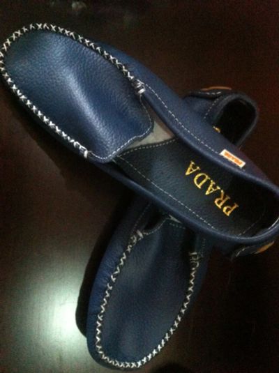 Лот: 3995141. Фото: 1. мокасины PRADA кожа темно-синие. Мокасины