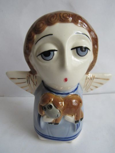 Лот: 18831905. Фото: 1. Ангел с ягненком ,авторская керамика... Скульптуры