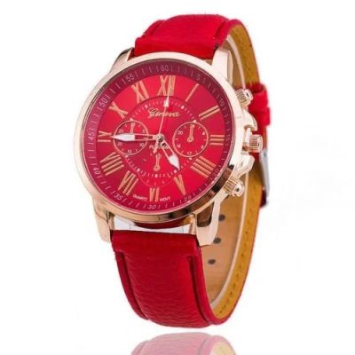 Лот: 9602181. Фото: 1. Часы женские Geneva красные. Оригинальные наручные часы