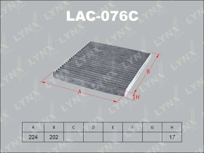 Лот: 13356835. Фото: 1. Lynx LAC-076C Салонный фильтр. Расходные материалы