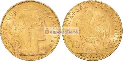 Лот: 19265086. Фото: 1. Франция Третья Республика 10 франков... Европа