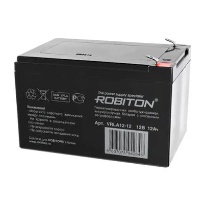 Лот: 21514723. Фото: 1. АКБ 12v-12Ah Robiton VRLA12-12... Батарейки, аккумуляторы, элементы питания