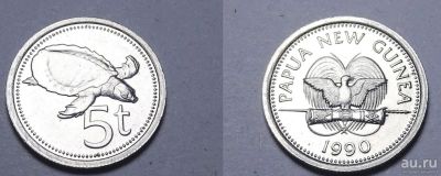 Лот: 18569286. Фото: 1. Папуа-Новая Гвинея 5 тойя 1990. Африка