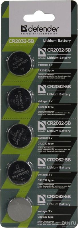 Лот: 18082518. Фото: 1. Батарейка CR 2032 Defender CR2032-5B. Батарейки, аккумуляторы, элементы питания