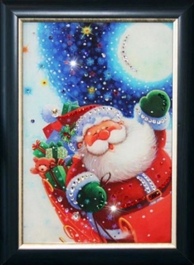 Лот: 21290332. Фото: 1. Картина Санта Клаус с кристаллами... Другое (сувениры, подарки)