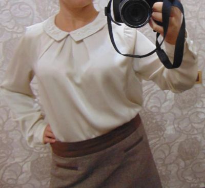 Лот: 8041850. Фото: 1. Блузочка шелковая 48 р. Блузы, рубашки, водолазки