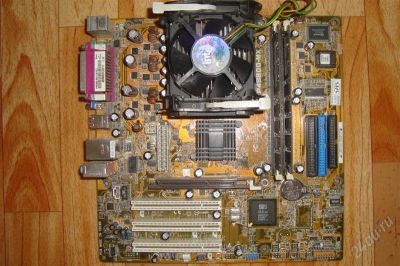 Лот: 2703229. Фото: 1. Asus P4S800-MX + проц Intel Celeron... Материнские платы