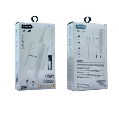 Лот: 22143789. Фото: 1. СЗУ YESPLUS YS-1117 1*USB-A QC3... Зарядные устройства, блоки питания, адаптеры сетевые для смартфонов