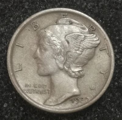 Лот: 23283553. Фото: 1. 10 центов 1920 года. США Mercury... Америка