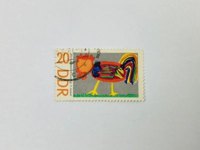Лот: 23594161. Фото: 1. Детские рисунки. Петух. Искусство... Марки