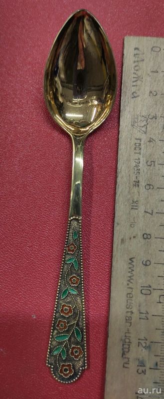 Лот: 17325173. Фото: 1. серебряная чайная ложка, золочение... Столовые приборы, ножи