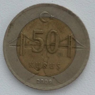 Лот: 16305576. Фото: 1. Монета 50 курушей. Турция. Европа