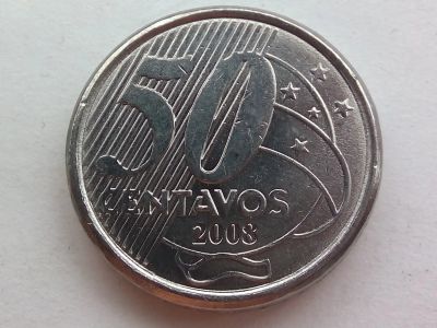 Лот: 21033508. Фото: 1. Монета Бразилии 50 сентаво, 2008. Америка