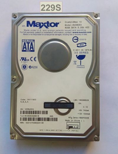 Лот: 16372151. Фото: 1. Жесткий диск SATA Maxtor 6V080E0... Жёсткие диски (HDD)