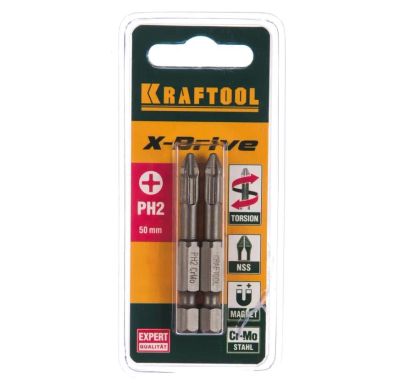 Лот: 20764072. Фото: 1. Биты Kraftool PH2 50мм 2шт Торсионные... Другое (авто, мото, водный транспорт)