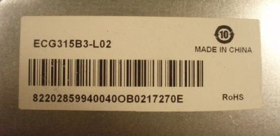 Лот: 19808508. Фото: 1. LCD панель ECG315B3-L02, матрица... Запчасти для телевизоров, видеотехники, аудиотехники