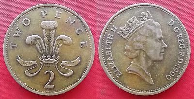 Лот: 1588974. Фото: 1. (№722-4/LF) 2 пенса 1990 (Англия... Великобритания и острова