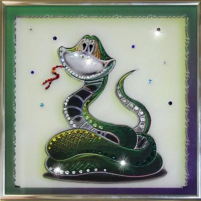 Лот: 21290747. Фото: 1. Картина Символ года Змея с кристаллами... Другое (сувениры, подарки)