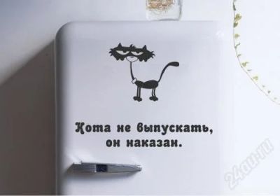 Лот: 2695282. Фото: 1. Наклейка на холодильник Кота не... Интерьерные наклейки