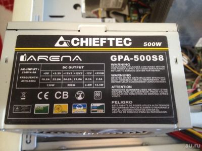 Лот: 13453209. Фото: 1. Блок питания Chieftec 500W. Корпуса, блоки питания