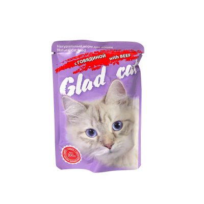 Лот: 10399017. Фото: 1. Корм Glad Cat Для Кошек С Говядиной... Корма