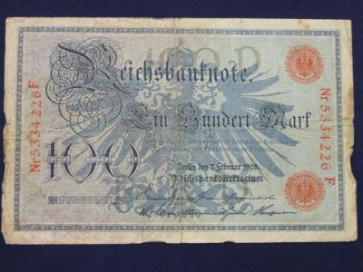 Лот: 4988784. Фото: 1. 100 марок 1908 год. Германия. Германия и Австрия