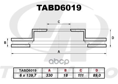 Лот: 24851613. Фото: 1. Тормозной Диск (Ta) Tabd6019 43206-Vc200... Тормозная система