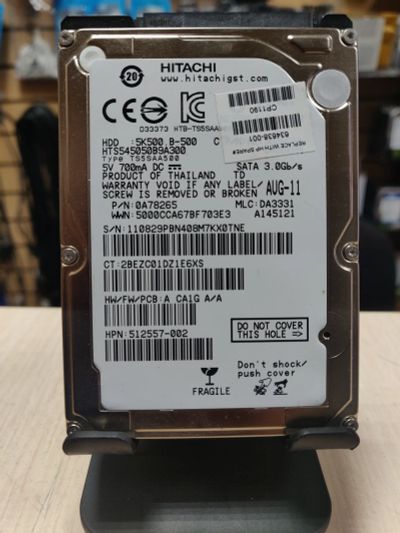 Лот: 21586957. Фото: 1. HDD для ноутбука 2.5"/500Гб/5400об... Жёсткие диски (HDD)