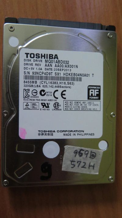 Лот: 16369529. Фото: 1. Жесткий диск Toshiba MQ01ABD032... Жёсткие диски (HDD)