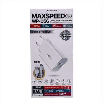 Лот: 22146975. Фото: 1. СЗУ WEKOME WP-U56 2xUSB 2A+Micro-USB... Зарядные устройства, блоки питания, адаптеры сетевые для смартфонов