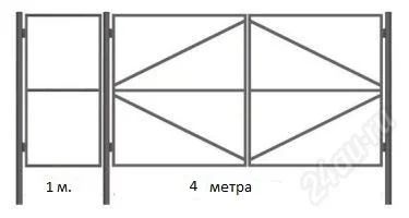 Лот: 3348164. Фото: 1. ворота (4м) каркас+профлист. Ворота, заборы, шлагбаумы