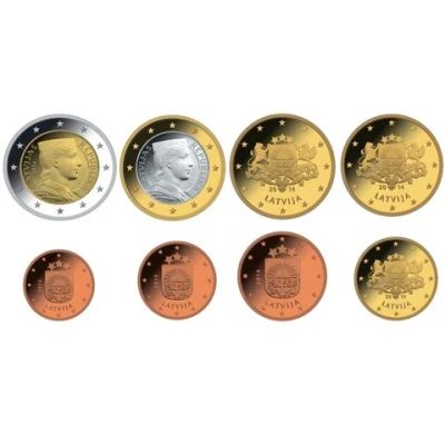 Лот: 3785252. Фото: 1. Латвия. Набор евромонет 2014 года... Страны СНГ и Балтии
