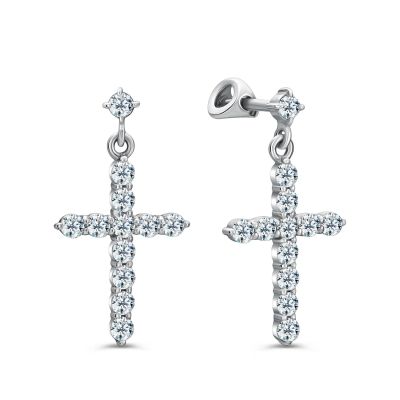 Лот: 23845712. Фото: 1. Серебряные серьги с фианитами. Серьги, каффы