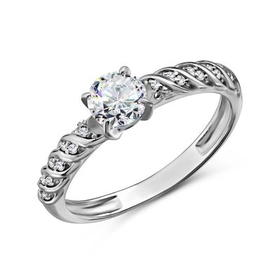 Лот: 23843305. Фото: 1. Серебряное кольцо с фианитами... Кольца, перстни