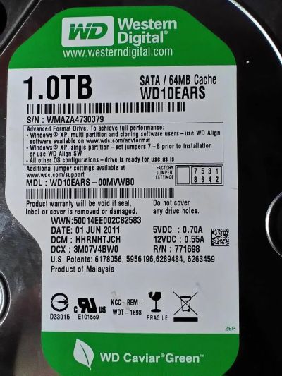 Лот: 8061308. Фото: 1. WD 1Tb .Запускается через раз... Жёсткие диски (HDD)