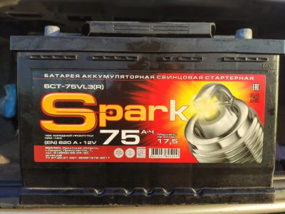 Лот: 18100478. Фото: 1. Аккумулятор Spark 12V 75A/h (6CT-75VL3... Аккумуляторы