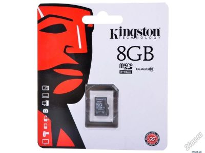 Лот: 5548427. Фото: 1. Карта памяти Microsdhc 8Gb Kingston... Карты памяти