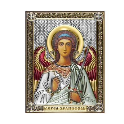 Лот: 23833973. Фото: 1. Икона Ангел-хранитель с эмалью... Другое (ювелирные изделия, бижутерия, часы)