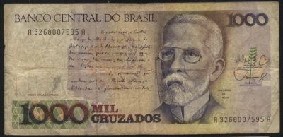 Лот: 9154411. Фото: 1. Бразилия, 1000 крузадо, 1988. Америка