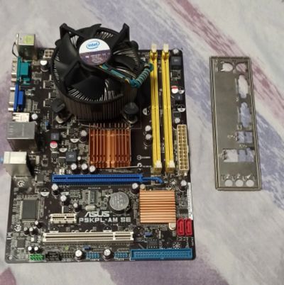 Лот: 22467514. Фото: 1. Asus P5KPL-AM SE + Core2Duo E8400... Материнские платы