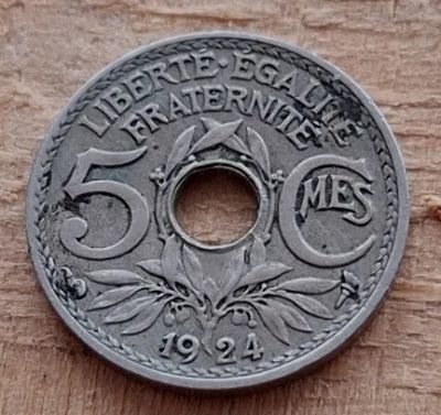 Лот: 15216493. Фото: 1. Монета 5 сантим пять Франция 1924. Европа