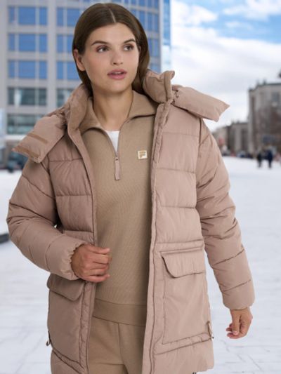 Лот: 23698233. Фото: 1. Пуховик женский FILA, Бежевый. Легкие куртки, толстовки