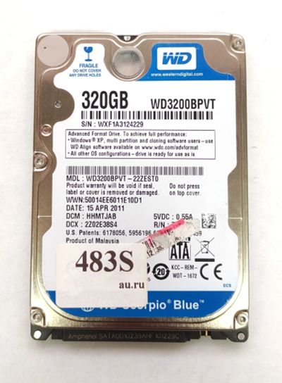 Лот: 18447371. Фото: 1. Жесткий диск SATA-II 2,5 WD3200BPVT... Жёсткие диски (HDD)