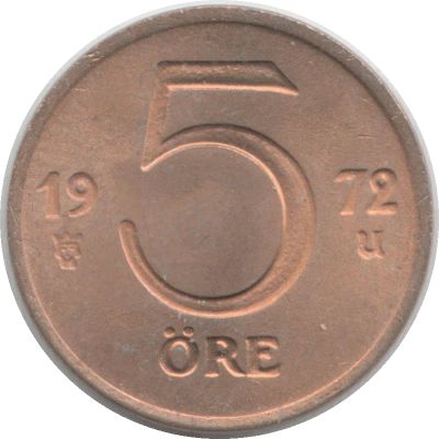 Лот: 13876643. Фото: 1. 5 эре. 1972 г. Европа