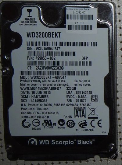 Лот: 5631928. Фото: 1. Жесткий диск для ноутбука 320Gb... Жёсткие диски (HDD)