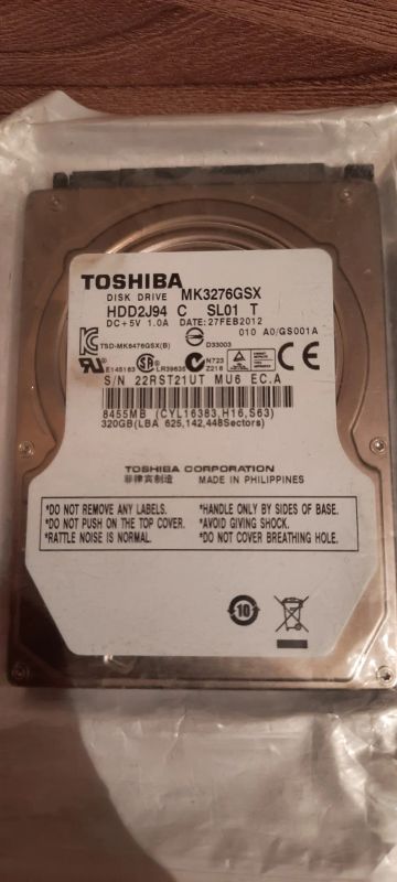 Лот: 19393950. Фото: 1. жёсткий диск для ноутбука 320gb. Жёсткие диски (HDD)