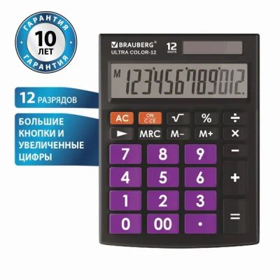 Лот: 24880693. Фото: 1. Калькулятор Brauberg ULTRA COLOR-12-BKPR... Калькуляторы