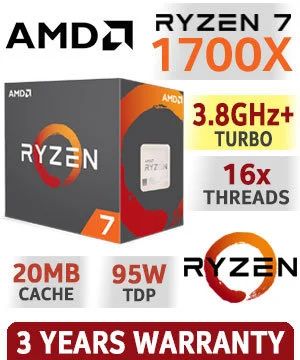 Лот: 15031441. Фото: 1. AMD Ryzen 7 1700X BOX 95W, 8C... Процессоры