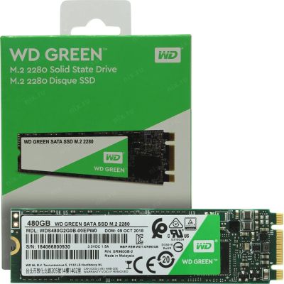 Лот: 17829666. Фото: 1. SSD WD Green SATA M2 480 GB WDS480G2G0B. SSD-накопители